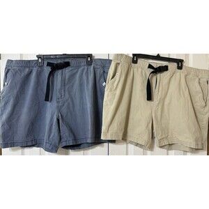 2* Foundry Big And Tall 4XL Mens Hiking Shorts Comfort Stretch Beige Blue